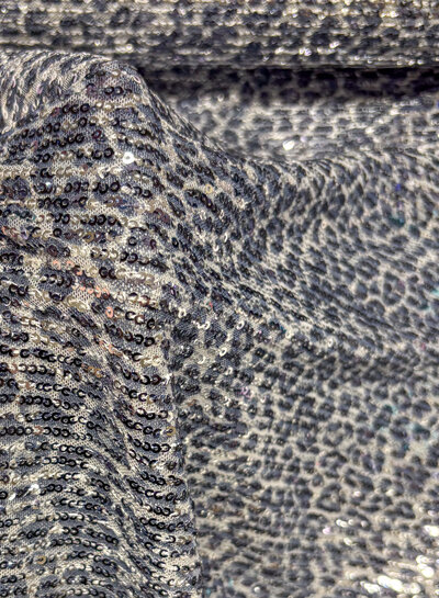 blue sequins on leopard mesh - beautiful quality