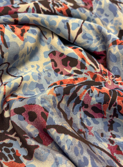 Wild Blossom Blue & Burgundy - beautiful viscose blend