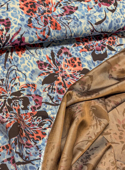 Wild Blossom Blue & Burgundy - beautiful viscose blend