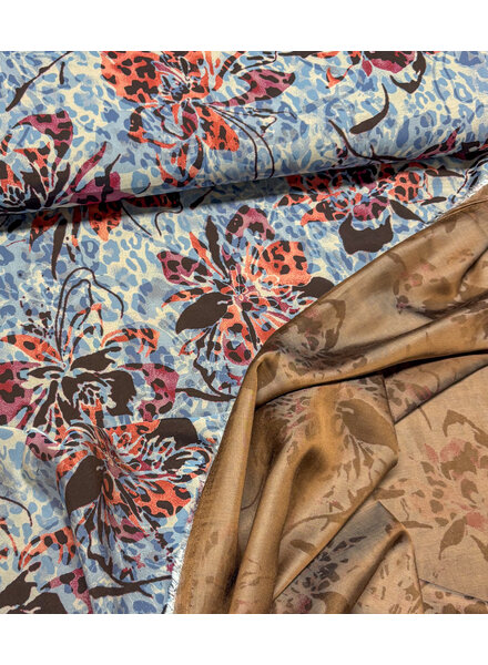 wild blossom blue & burgundy - prachtige viscose blend