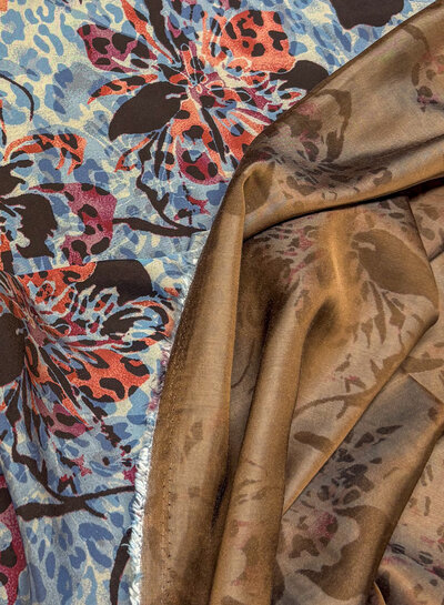 wild blossom blue & burgundy - prachtige viscose blend