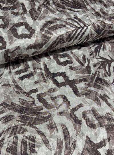 brown/beige jungle - woven leopard motif - viscose