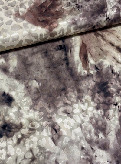 taupe / beige - woven leopard motif - viscose