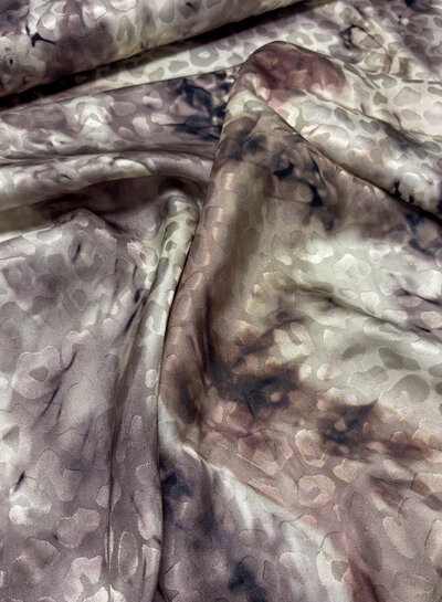 taupe / beige - woven leopard motif - viscose