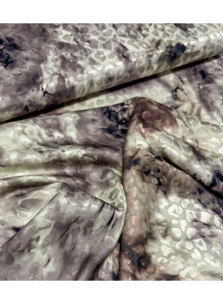 taupe / beige - ingeweven luipaard motief - viscose