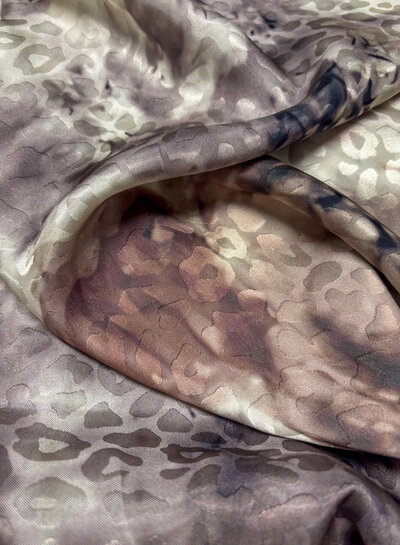 taupe / beige - woven leopard motif - viscose
