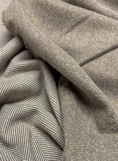 beige herringbone - wool touch jacquard - soft quality, perfect trouser fabric
