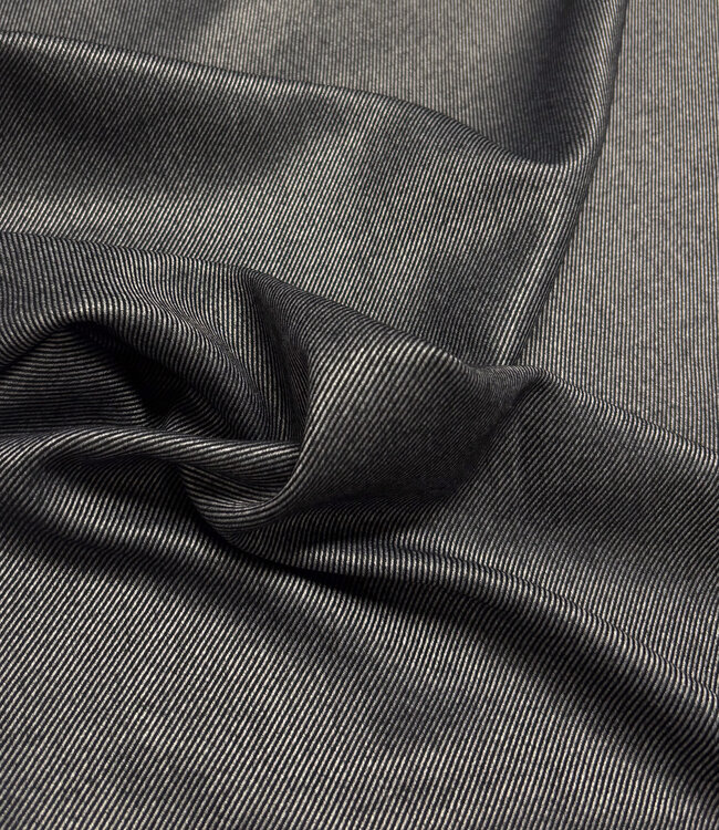 antraciet twill stripes -  geweven bamboe - gerecycleerde, heel soepelvallende stof en geen kreuk