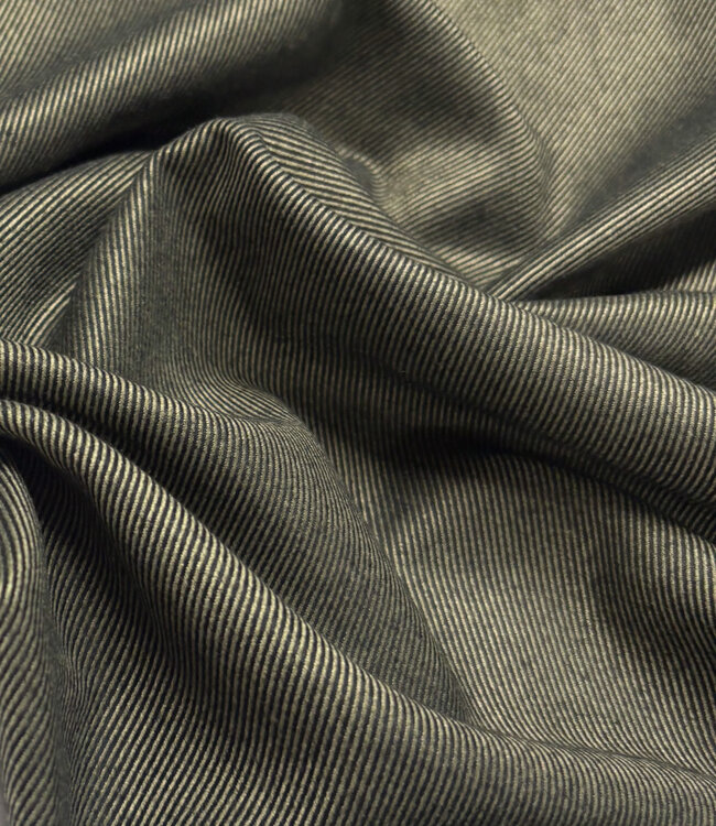 groen twill stripes -  geweven bamboe - gerecycleerde, heel soepelvallende stof en geen kreuk