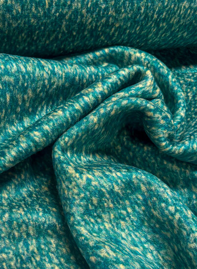 A la Ville petrol green and beige - beautiful woven coat fabric