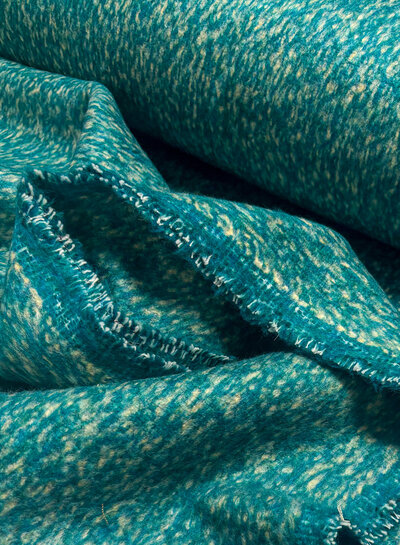 A la Ville petrol green and beige - beautiful woven coat fabric