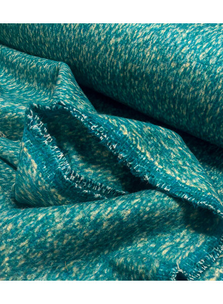 A la Ville petrol green and beige - beautiful woven coat fabric