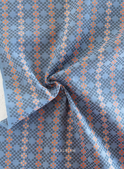 Fableism jacquard cotton mosaic Lucky Loom - Blue