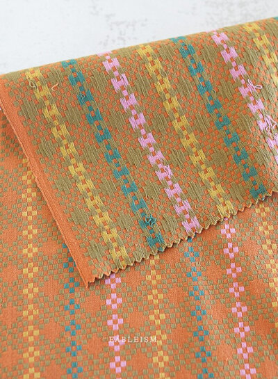 Fableism jacquard cotton mosaic Lucky Loom - Amaretto
