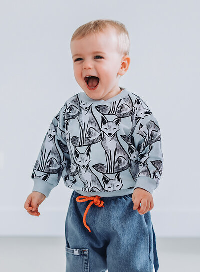 See You at Six Rib fabric - Baby blue