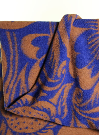 Atelier Jupe wollen Teddy bloemenstof blauw en bruin