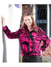 Atelier Jupe Teddy wool floral fabric black and fuchsia