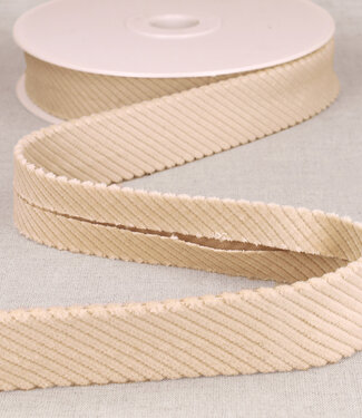 rib velor bias 30 mm - beige per meter