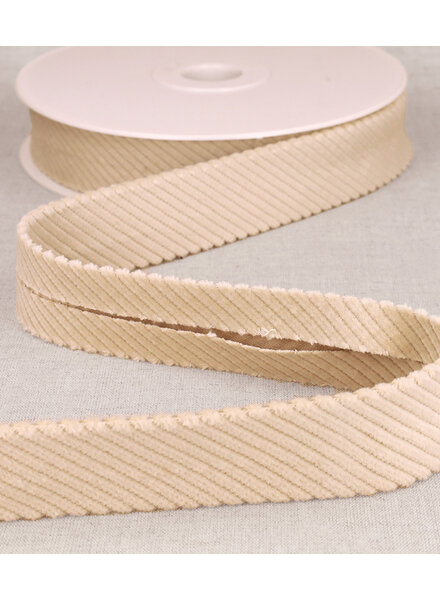 rib velor bias 30 mm - beige per meter