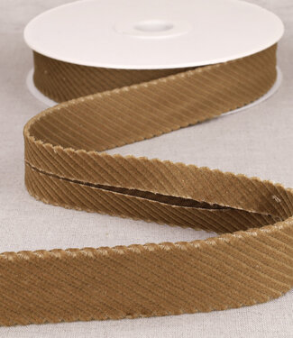 rib velor bias 30 mm - camel per meter