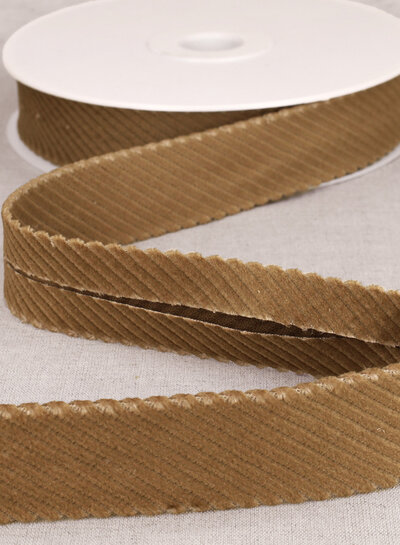 rib velor bias 30 mm - camel per meter