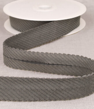 ribbed velvet bias 30 mm - gray per meter