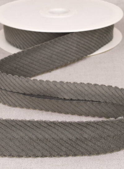 rib velours biais 30 mm - grijs per meter