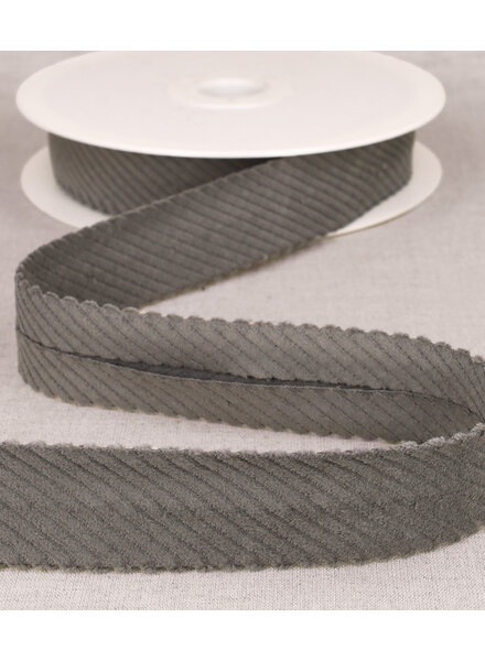 rib velours biais 30 mm - grijs per meter