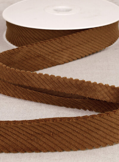 rib velor bias 30 mm - cognac per meter