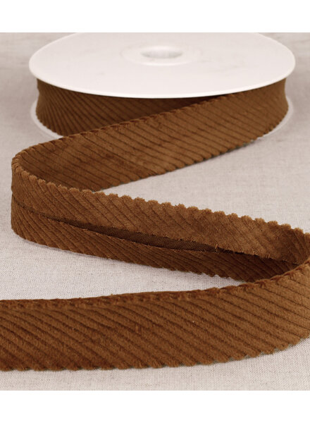 rib velours biais 30 mm - cognac per meter
