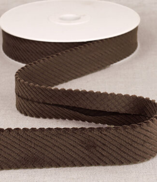 rib velor bias 30 mm - dark brown per meter