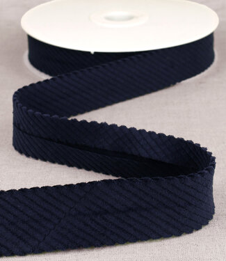 rib velor bias 30 mm - navy blue per meter