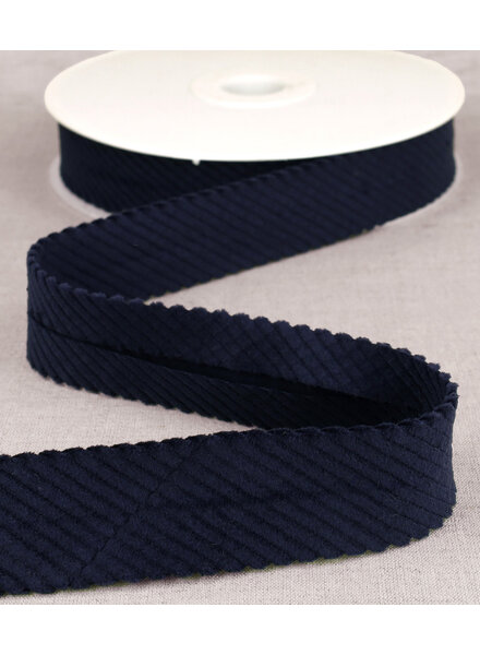 rib velours biais 30 mm - marineblauw per meter