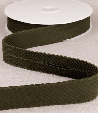 rib velor bias 30 mm - khaki per meter