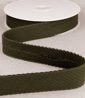 rib velours biais 30 mm - khaki per meter