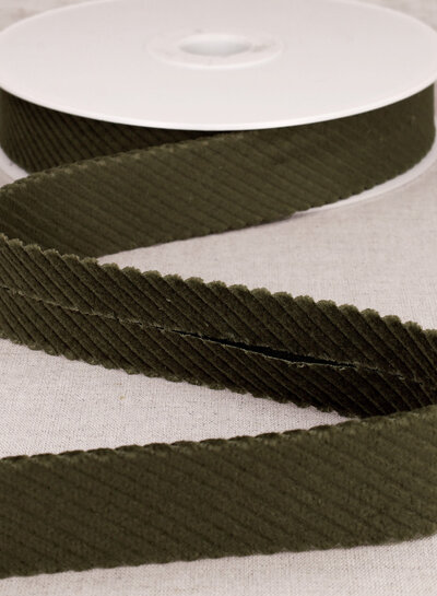 rib velours biais 30 mm - khaki per meter