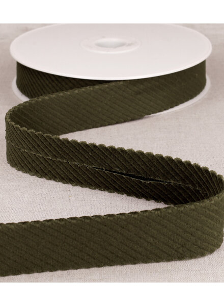 rib velours biais 30 mm - khaki per meter