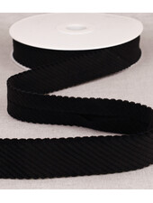 rib velor bias 30 mm - black per meter