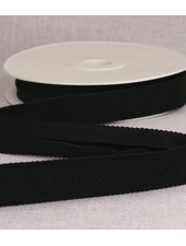 rib velours biais 25mm - zwart per meter