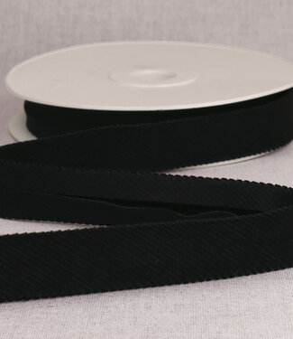 rib velor bias 25mm - black per meter
