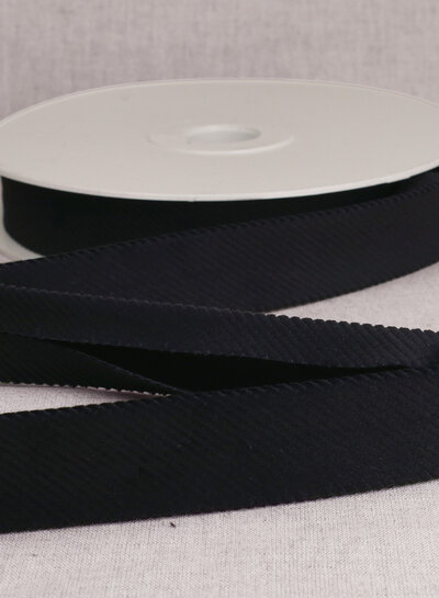rib velor bias 25mm - navy blue per meter