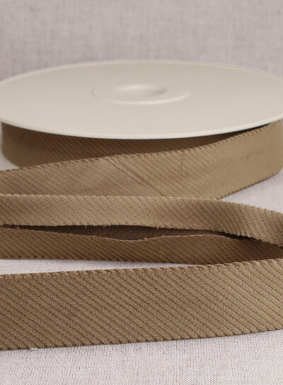 rib velor bias 25mm - camel per meter