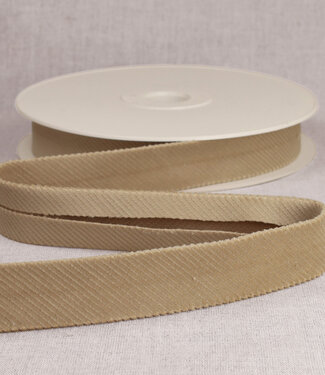 rib velor bias 25mm - beige per meter