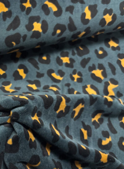 luipaardvlekjes petrol - nicky velours
