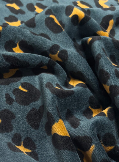 leopard spots petrol - nicky velours