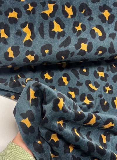 leopard spots petrol - nicky velours