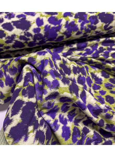 khaki/purple spotted abstract print - French terry