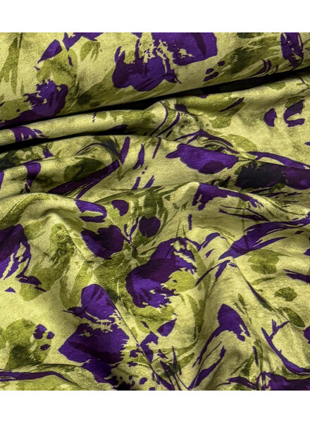khaki / purple abstract print - french terry