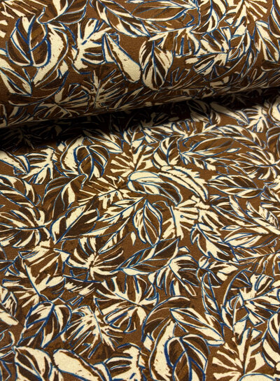 bladeren bruin - french terry