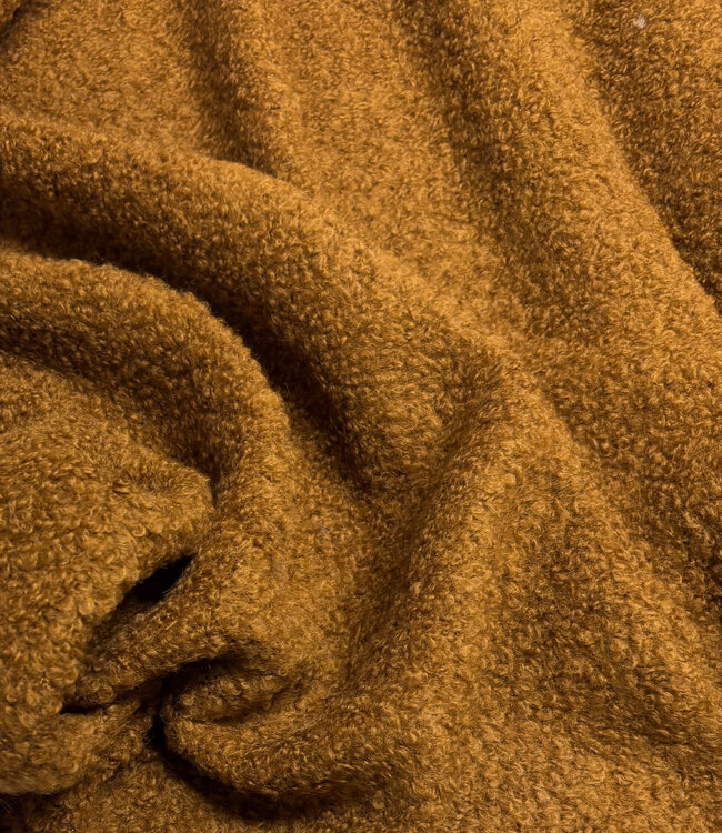 wol bouclé fleece - cognac prachtige wol kwaliteit